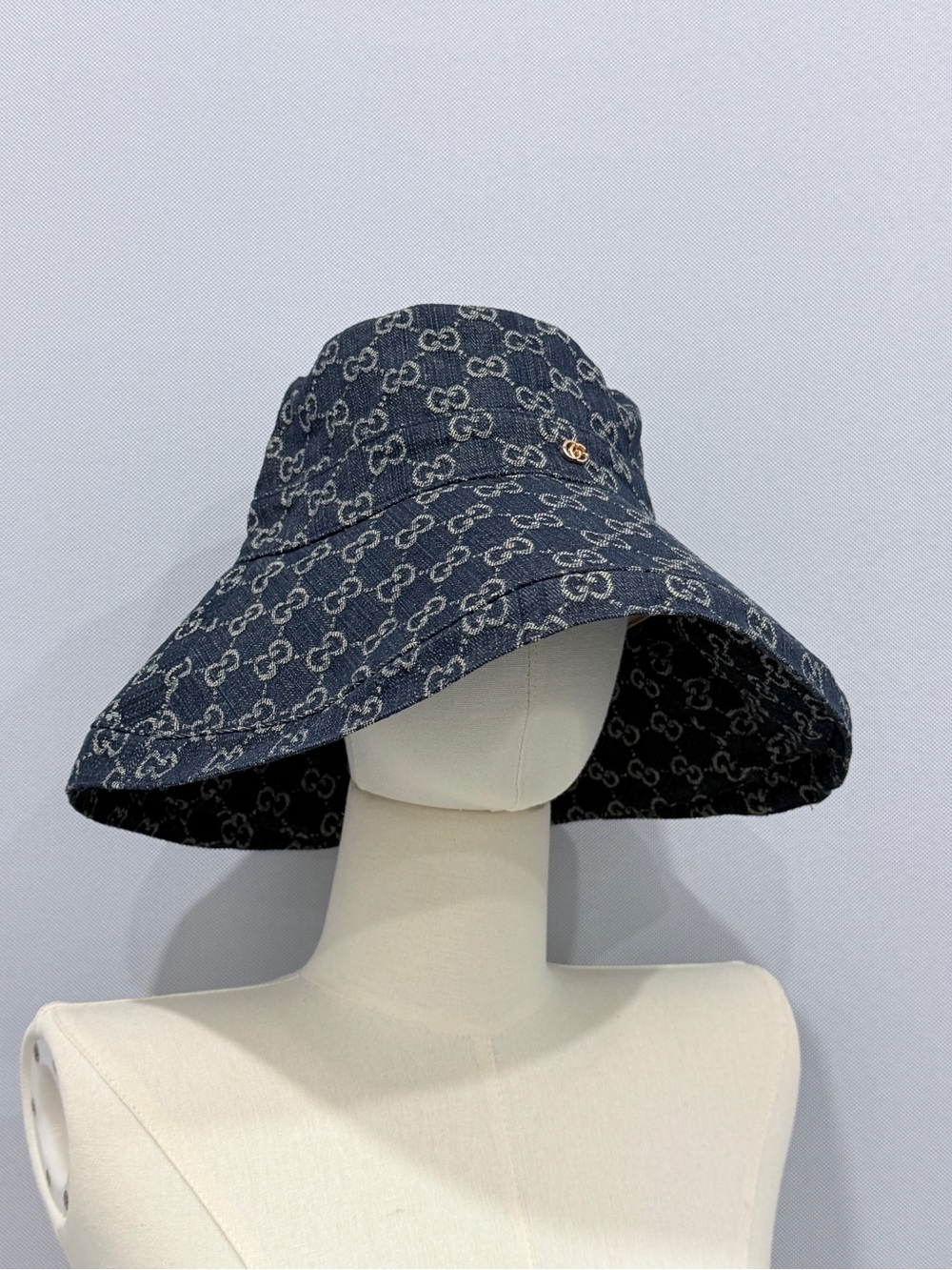 Gucci Authentic Navy GG Denim Bucket Hat